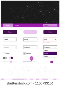Light Pink vector style guide with triangles, circles. Style guide with triangles, circles on abstract background. Beautiful layout for websites, landing pages.