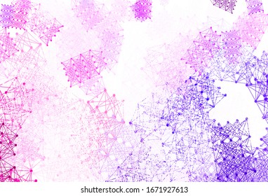 Light Pink vector template with artificial intelligence structure. Abstract illustration with links and dots of AI. Pattern for science, futuristic designs.
