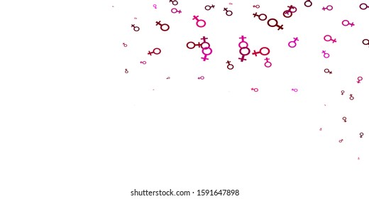 Light Pink vector template with businesswoman signs. Illustration with signs of women's strength and power. Design for landing pages.