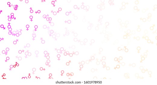 Light Pink vector template with businesswoman signs. Abstract illustration with a depiction of women's power. Design for International Women’s Day.