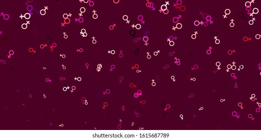Light Pink vector template with businesswoman signs. Colorful feminism symbols with a gradient in modern style. Design for International Women’s Day.