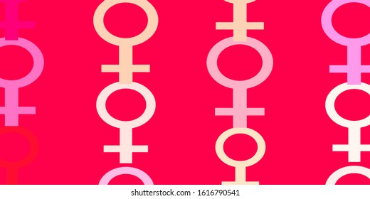 Light Pink vector template with businesswoman signs. Illustration with signs of women's strength and power. New design for applications.