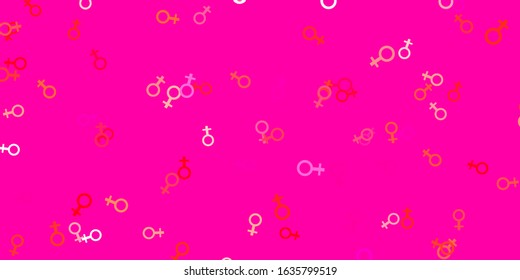 Light Pink vector template with businesswoman signs. Abstract illustration with a depiction of women's power. Best design to show the power of women.