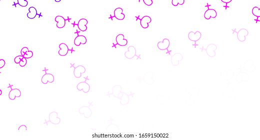 Light Pink vector template with businesswoman signs. Abstract illustration with a depiction of women's power. Simple design for your web site.
