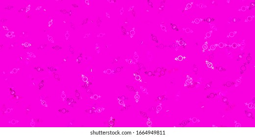 Light Pink vector template with businesswoman signs. Colorful illustration with gradient feminism shapes. Background for International Women’s Day.