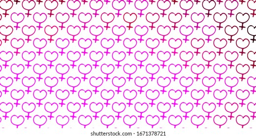 Light Pink vector template with businesswoman signs. Colorful illustration with gradient feminism shapes. Design for International Women’s Day.