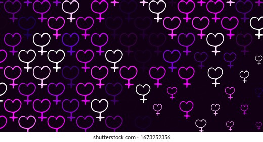 Light Pink vector template with businesswoman signs. Simple design in abstract style with women’s rights activism. Design for International Women’s Day.