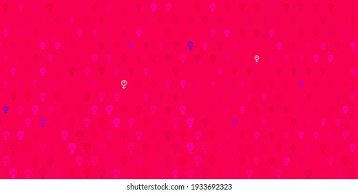 Light Pink vector template with businesswoman signs. Simple design in abstract style with women rights activism. Elegant design for wallpapers.