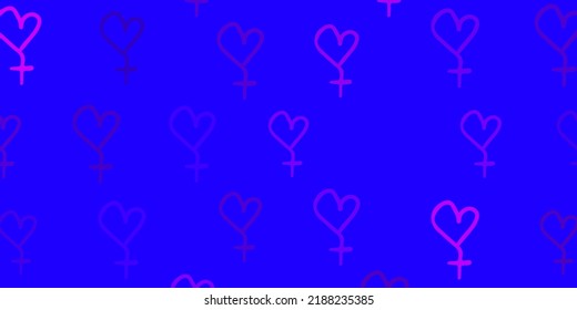 Light Pink vector template with businesswoman signs. Colorful feminism symbols with a gradient in modern style. Best design to show the power of women.