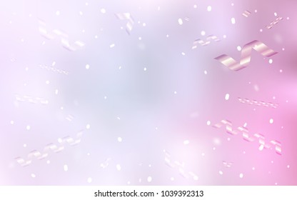 Light Pink vector template with carnival confetti. Glitter abstract illustration with colorful confetti, ribbons. The pattern can be used for new year ad, booklets.