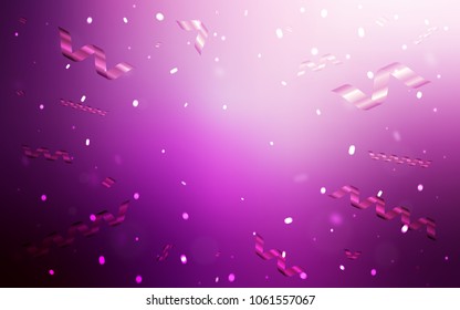 Light Pink vector template with carnival confetti. Modern geometrical abstract illustration with carnival ribbons. The pattern can be used for birthday gifts, congratulations.