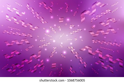 Light Pink vector template with carnival confetti. Glitter abstract illustration with colorful confetti, ribbons. The pattern can be used for birthday gifts, congratulations.