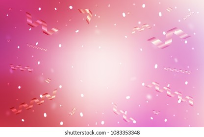 Light Pink vector template with carnival confetti. Glitter abstract illustration with colorful confetti, ribbons. The pattern can be used for birthday gifts, congratulations.