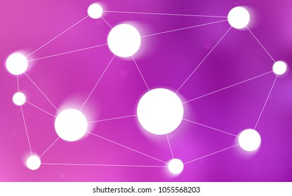 Light Pink vector template with circles, triangles. Glitter abstract illustration with connection of triangle structure. Pattern can be used for futuristic ad, booklets.
