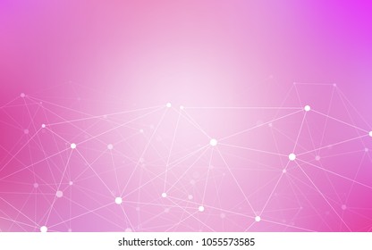 Light Pink vector template with circles, triangles. Glitter abstract illustration with connection of triangle structure. Pattern can be used for beautiful websites.