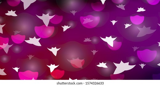 Light Pink vector template with circles, stars. Colorful illustration with gradient dots, stars. Texture for window blinds, curtains.