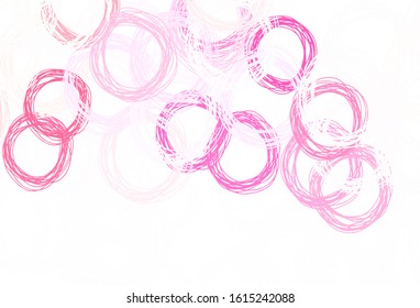 Light Pink vector template with circles. Glitter abstract illustration with blurred drops of rain. Pattern for futuristic ad, booklets.