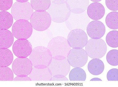 Light Pink vector template with circles. Blurred bubbles on abstract background with colorful gradient. Pattern for futuristic ad, booklets.