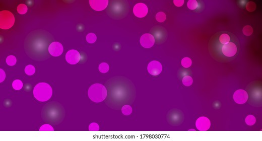 Light Pink vector template with circles, stars. Illustration with set of colorful abstract spheres, stars. Pattern for websites.