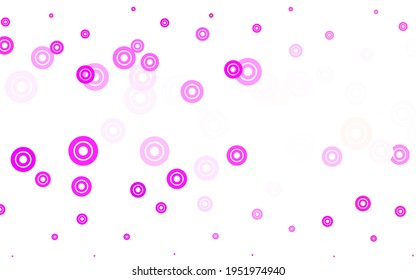 Plantilla de vector rosa claro con círculos. Diseño decorativo borroso en estilo abstracto con burbujas. Patrón para sitios web hermosos.