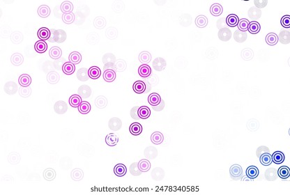 Plantilla de Vector rosa claro con círculos. Burbujas borrosas sobre fondo abstracto con degradado colorido. Patrón para anuncios, folletos.