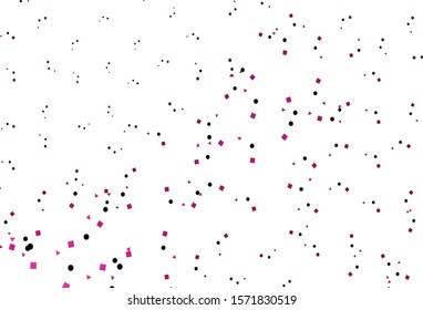 Light Pink vector template with crystals, circles, squares. Abstract illustration with colorful dots, lines, cubes. Pattern can be used for websites.