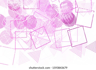 Light Pink vector template with crystals, circles, squares. Illustration with colorful circles, triangles, rectangles. Template for wallpapers.