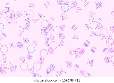 Light Pink vector template with crystals, circles. Beautiful illustration with circles, triangles in nature style. Best design for poster, banner.