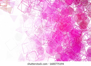 Light Pink vector template with crystals, circles, squares. Circles, lines, rhombus with colorful gradient. Pattern for websites.