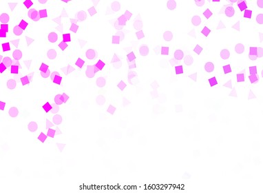 Light Pink vector template with crystals, circles, squares. Abstract illustration with colorful dots, lines, cubes. Template for wallpapers.