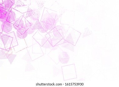 Light Pink vector template with crystals, circles, squares. Illustration with set of colorful circles, triangles, squares. Modern template for landing page.
