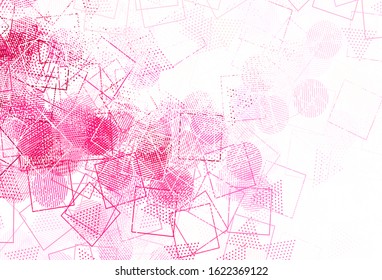 Light Pink vector template with crystals, circles, squares. Illustration with colorful circles, triangles, rectangles. Smart design for your adverts.