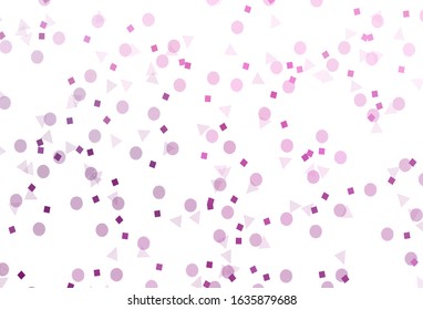 Light Pink vector template with crystals, circles, squares. Abstract gradient illustration with circles, triangles, cubes. Pattern for websites.