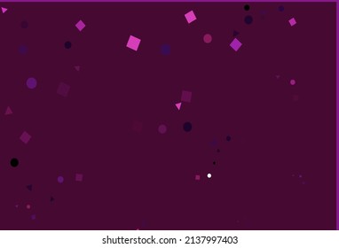Light Pink vector template with crystals, circles, squares. Abstract illustration with colorful dots, lines, cubes. Pattern for commercials.