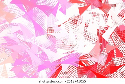 Modelo de vetor rosa claro com cristais, triângulos. Bela ilustração com triângulos no estilo da natureza. Padrão para livretos, folhetos