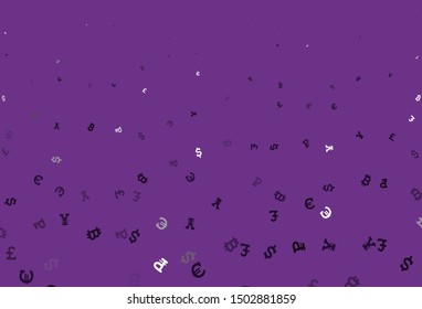 Light Pink vector template with currency. Abstract illustration with colored financial digital symbols. Design for ad, poster, banner of money making.