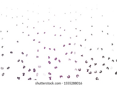 Light Pink vector template with currency. Abstract illustration with colored financial digital symbols. Pattern for bank ads, posters, banners.