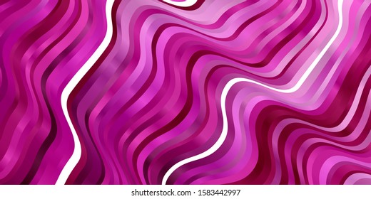 Light Pink vector template with curved lines. Colorful illustration with curved lines. Template for cellphones.