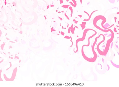 Plantilla vectorial rosa claro con líneas curvas. Muestra con líneas coloridas, formas. El mejor diseño colorido para su negocio.