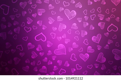 Light Pink vector template with doodle hearts. Illustration with hearts in love concept for valentine's day. Pattern for marriage gifts, congratulations.