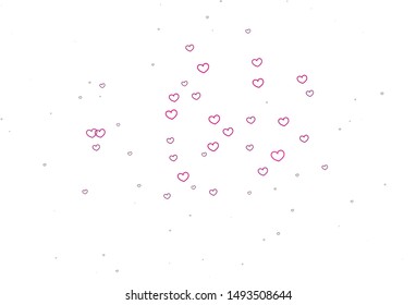 Light Pink vector template with doodle hearts. Blurred decorative design in doodle style with hearts. Design for your business advert of anniversary.