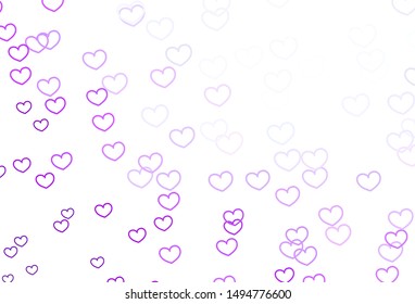 Light Pink vector template with doodle hearts. Hearts on blurred abstract background with colorful gradient. Design for ad, poster, banner of Valentine Day.