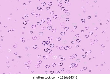 Light Pink vector template with doodle hearts. Beautiful colored illustration with hearts in celebration style. Pattern for marriage gifts, congratulations.