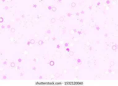 Light Pink vector template with doodle stars, suns. Shining colored illustration with stars, suns. Pattern for futuristic ad, booklets.