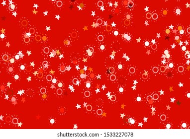 Light Pink vector template with doodle stars, suns. Shining illustration with stars, suns on abstract template. Pattern for astronomy websites.