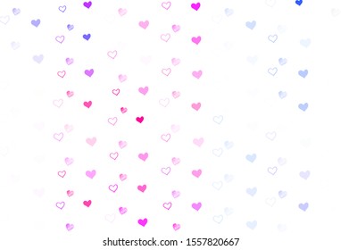 Light Pink vector template with doodle hearts. Illustration with hearts in love concept for valentine's day. Pattern for carnival, festival romantic leaflets.