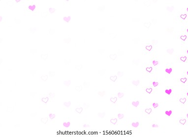 Light Pink vector template with doodle hearts. Blurred decorative design in doodle style with hearts. Pattern for carnival, festival romantic leaflets.