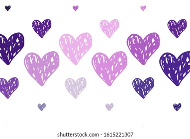Light Pink vector template with doodle hearts. Decorative design with hearts in simple style . Template for Valentine's greeting postcards.