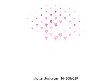 Light Pink vector template with doodle hearts. Smart illustration with gradient hearts in valentine style. Template for Valentine's greeting postcards.