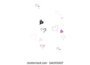 Light Pink vector template with doodle hearts. Beautiful celebration style hearts on abstract illustration. Pattern for marriage gifts, congratulations.